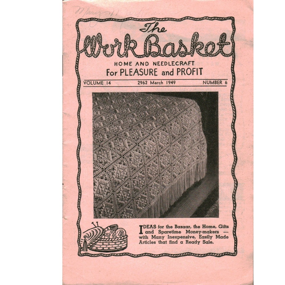 Vintage 1949 The WorkBasket Magazine Lot March Vol 14‎ Crochet Knitting Craft